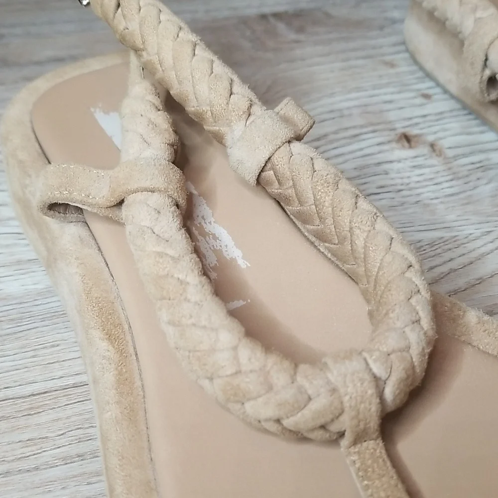 Gia Borghini By Rhw Suede T Strap Womens Tan Between The Toe Braid Strap Sandal - Picture 15 of 16